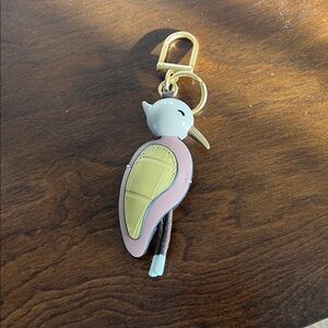 Tory Burch Crane Bird FOB Keychain with Gold chain